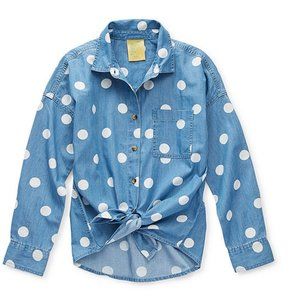 Polka Denim Thereabouts Little & Big Girls Long Sleeve Button-Down Shirt